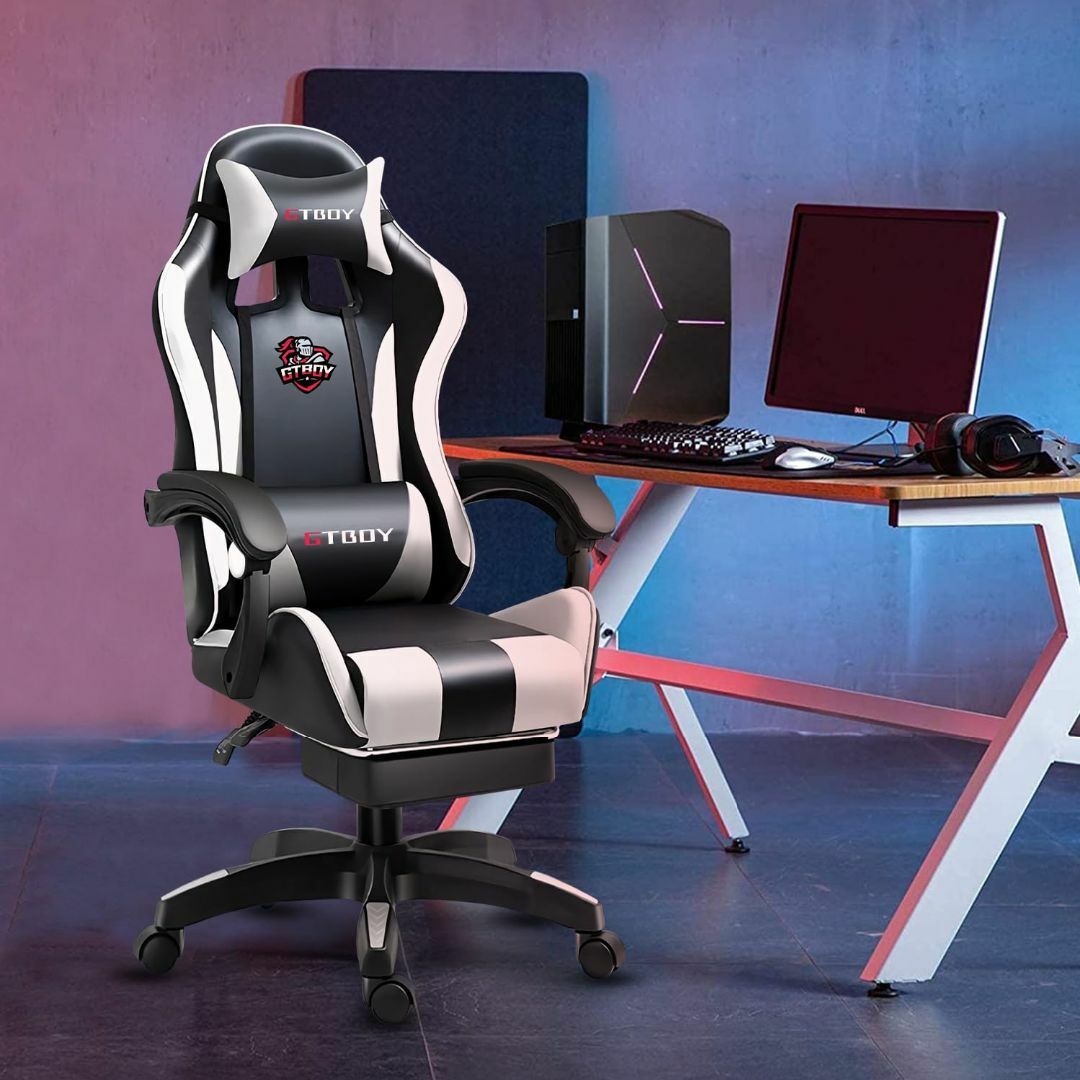 【色: 白と黒】GTBoy ゲーミングチェア gaming chair PCゲー インテリア/住まい/日用品のオフィス家具(その他)の商品写真