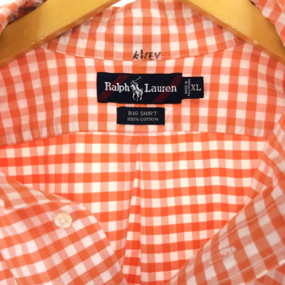 Ralph Lauren(ラルフローレン)の古着 ラルフローレン Ralph Lauren BIG SHIRT ギンガムチェック 半袖 ボタンダウンシャツ メンズXL /eaa447429 メンズのトップス(シャツ)の商品写真