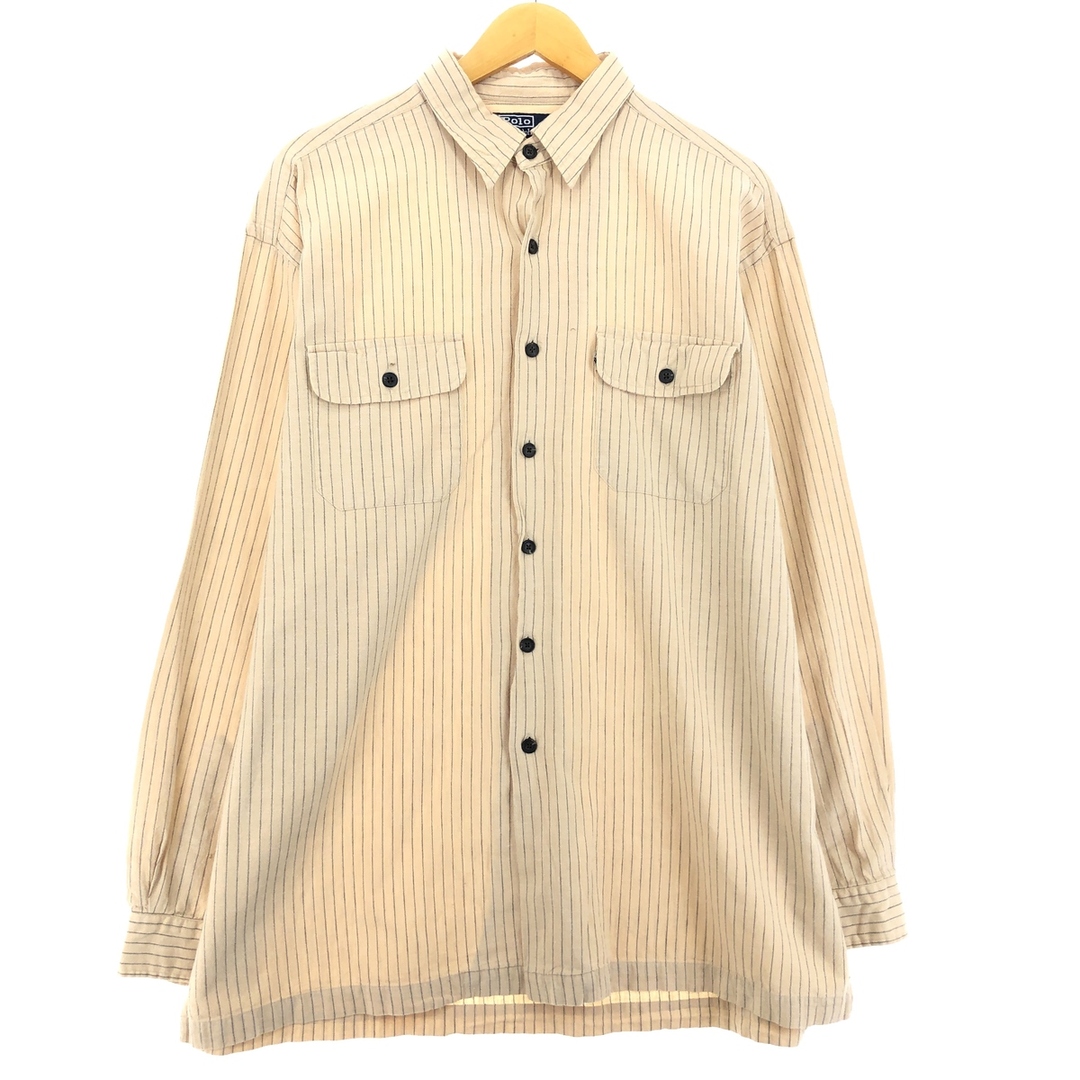 Ralph Lauren(ラルフローレン)の古着 ラルフローレン Ralph Lauren POLO by Ralph Lauren HULTON 長袖 ストライプシャツ メンズL /eaa447189 メンズのトップス(シャツ)の商品写真