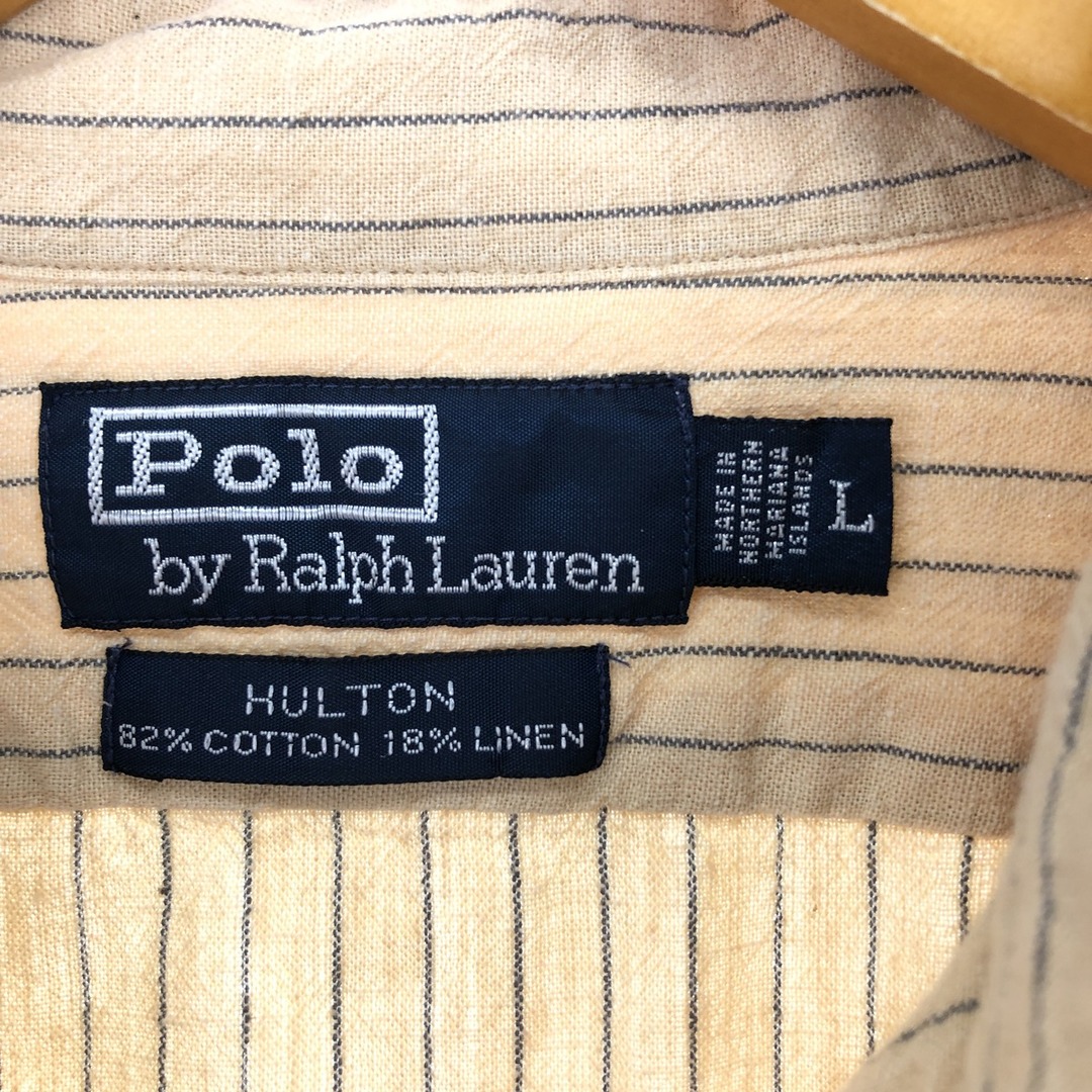 Ralph Lauren(ラルフローレン)の古着 ラルフローレン Ralph Lauren POLO by Ralph Lauren HULTON 長袖 ストライプシャツ メンズL /eaa447189 メンズのトップス(シャツ)の商品写真