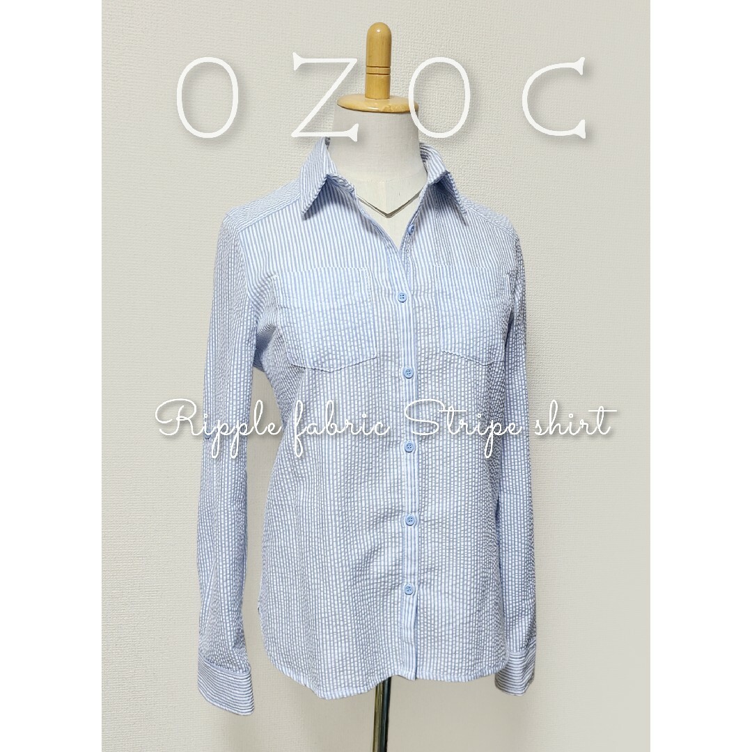 OZOC(オゾック)の* OZOC * リップル生地 の ストライプシャツ レディースのトップス(シャツ/ブラウス(長袖/七分))の商品写真