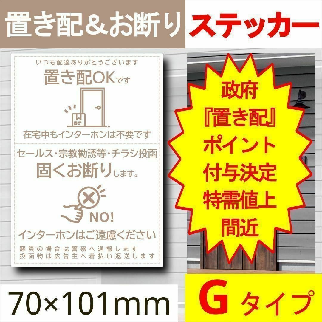 置き配とお断りを一石二鳥で解決するステッカーG 置き配　猫　宅配ボックス　ポスト インテリア/住まい/日用品のインテリア/住まい/日用品 その他(その他)の商品写真