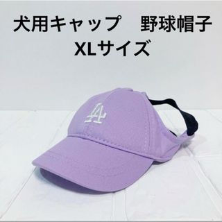 【ペット用】中型犬用キャップ韓国MLB風野球帽子キャップ　紫XL