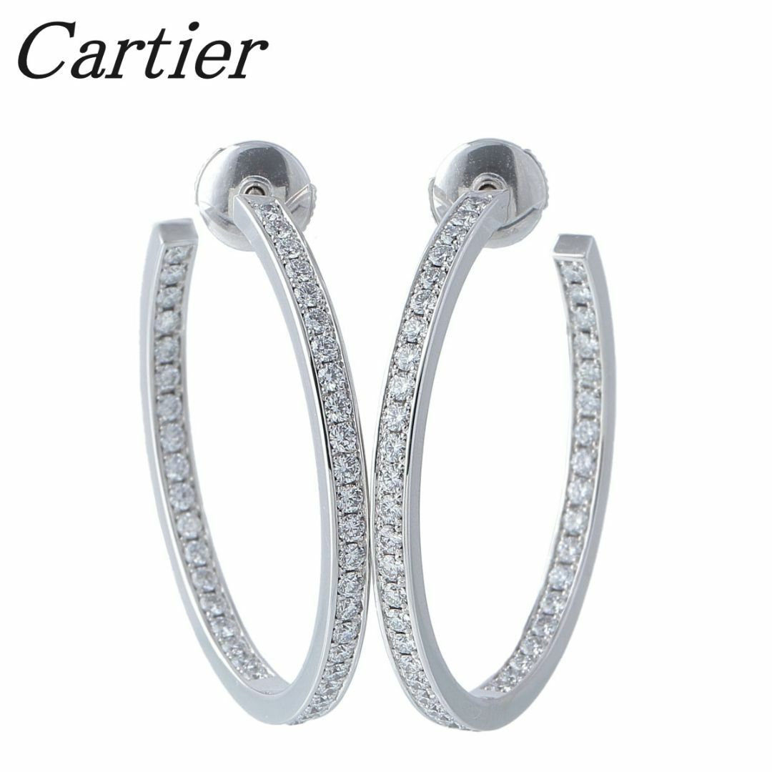 Cartier(カルティエ)のカルティエ ダイヤ ピアス クラシック フープ フルダイヤ 35mm 750WG 12.6g 箱 新品仕上げ済 Cartier【15250】 レディースのアクセサリー(ピアス)の商品写真