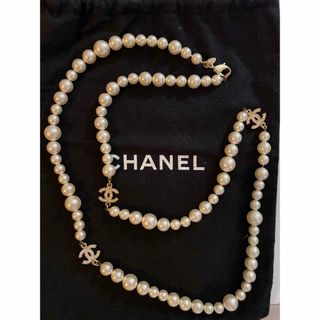 シャネル(CHANEL)のシャネル　パール　ラインストーン　ネックレス(ネックレス)