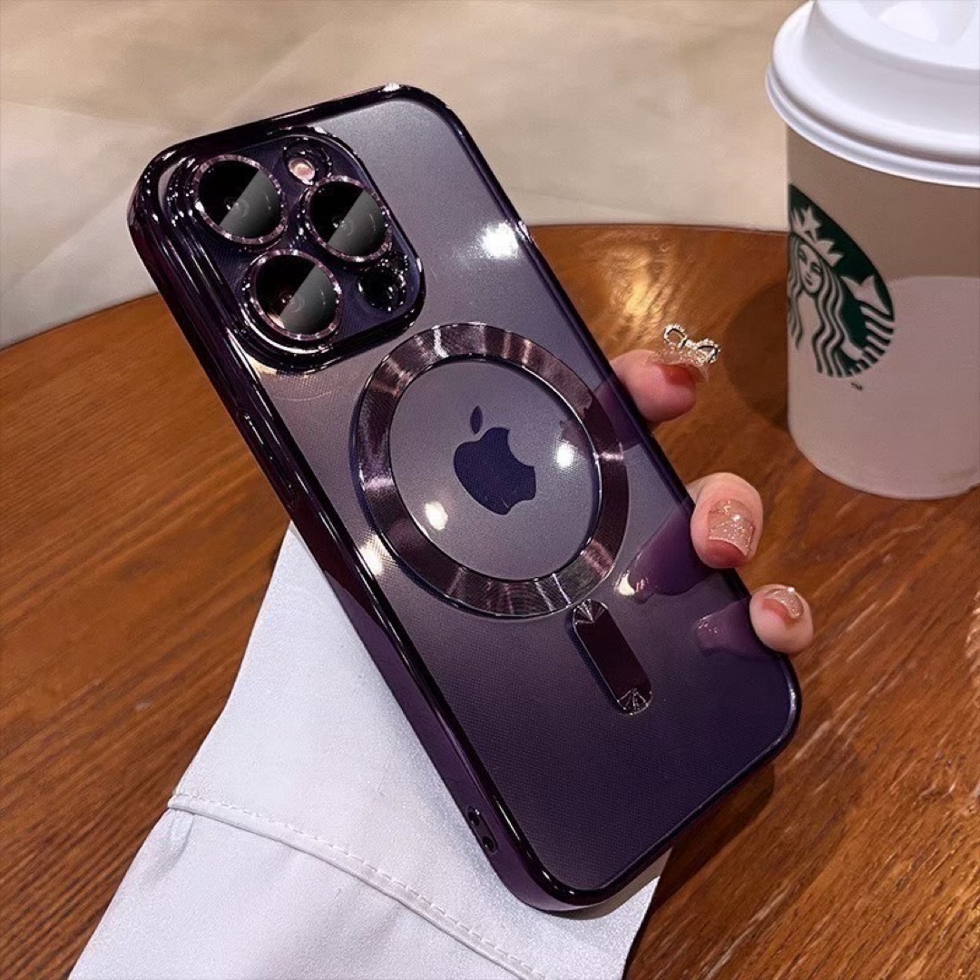 iPhone15Pro ケース MagSafe対応 マグセーフ レンズ保護 暗紫 スマホ/家電/カメラのスマホアクセサリー(iPhoneケース)の商品写真