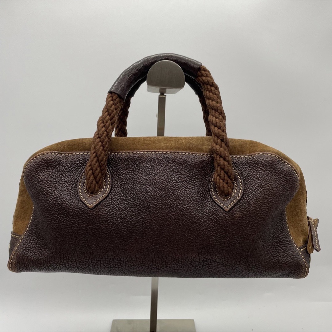 FENDI(フェンディ)の✨美品✨フェンディ ハンドバッグ  FFロゴ スエード ブラウン 茶 レディースのバッグ(ハンドバッグ)の商品写真