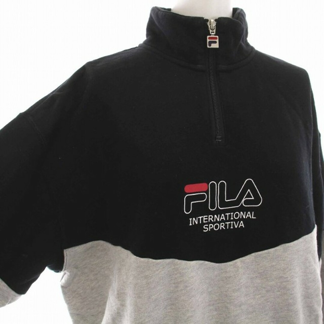 FILA(フィラ)のフィラ ハーフジップ トレーナー スウェット プルオーバー 長袖 F 黒 グレー レディースのトップス(トレーナー/スウェット)の商品写真
