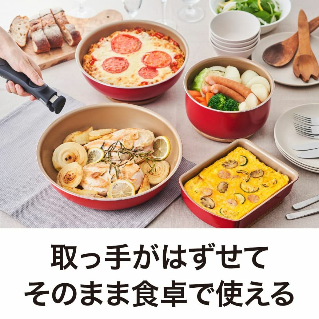 【在庫セール】エバークック フライパン 26㎝ オール熱源対応(IH対応) レッ インテリア/住まい/日用品のキッチン/食器(調理道具/製菓道具)の商品写真