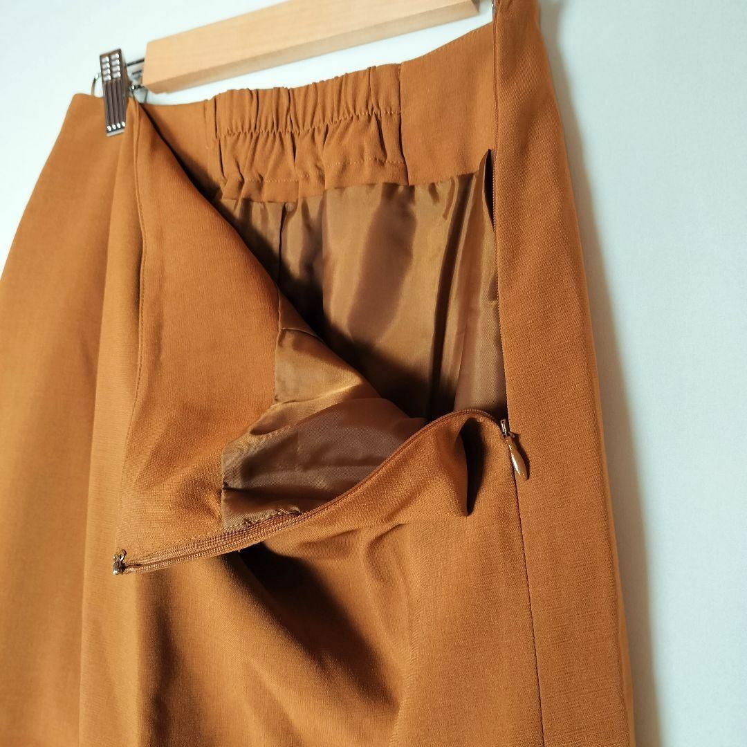 b4289【イルサフィ】ミモレ丈スカート 後ろ編み上げリボン 茶色 M 可愛い レディースのスカート(ロングスカート)の商品写真