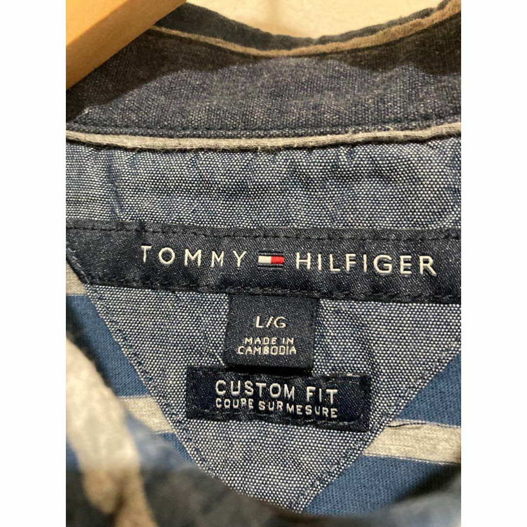 TOMMY HILFIGER(トミーヒルフィガー)のトミーヒルフィガー 古着 ポロシャツ L ネイビー  ワンポイントロゴ 90s メンズのトップス(ポロシャツ)の商品写真