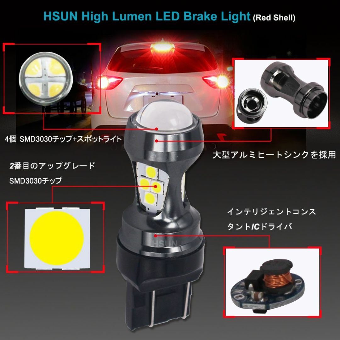 【サイズ:W21/5W_色:ホワイト】HSUN T20 W21/5W LED ダ その他のその他(その他)の商品写真