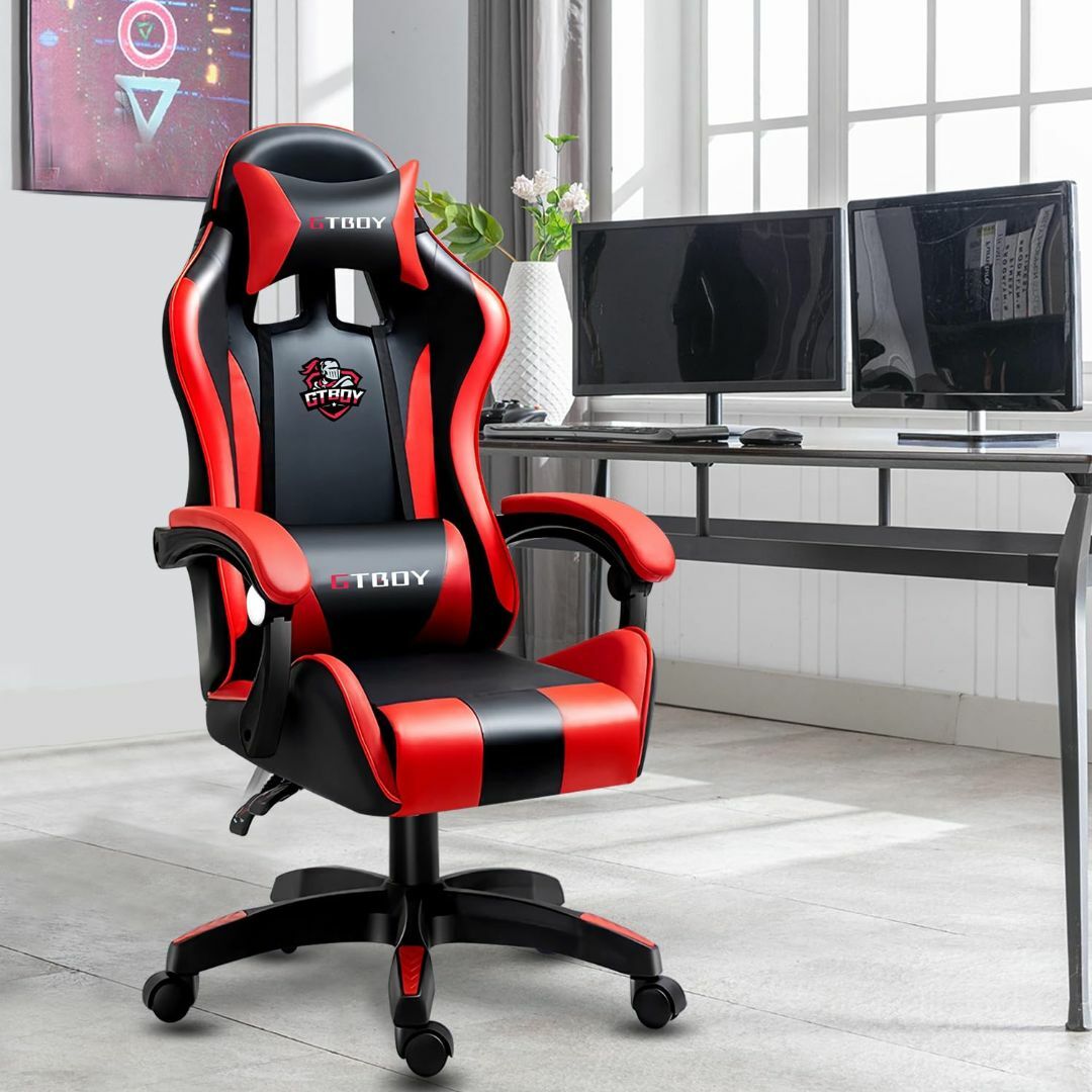 【色: レッド】GTBoy ゲーミングチェア gaming chair PCゲー インテリア/住まい/日用品のオフィス家具(その他)の商品写真