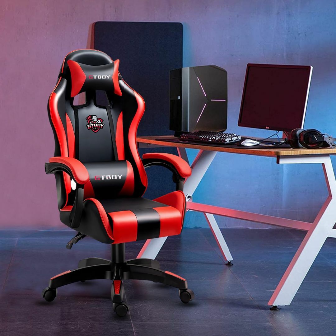 【色: レッド】GTBoy ゲーミングチェア gaming chair PCゲー インテリア/住まい/日用品のオフィス家具(その他)の商品写真