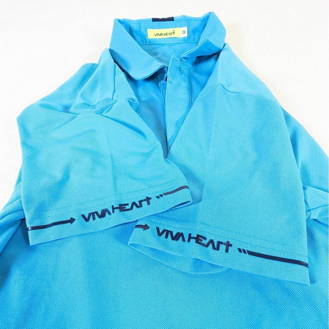 VIVA HEART(ビバハート)の【ビバハート】ゴルフウェア　シャツ　半袖　グリーン　50　XL　メンズ スポーツ/アウトドアのゴルフ(ウエア)の商品写真