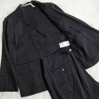 セオリーリュクス(Theory luxe)のセオリーリュクス　セットアップ　パンツ　背抜き　ストライプ　黒　麻　クリーニング(スーツ)