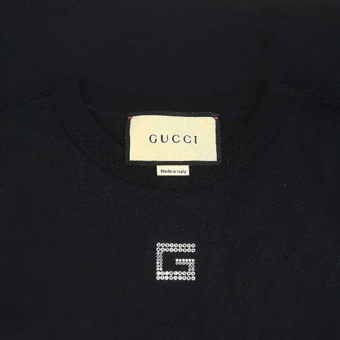 Gucci(グッチ)のグッチ ラインストーン G Tシャツ 半袖 カットソー S 黒 748287 レディースのトップス(Tシャツ(半袖/袖なし))の商品写真