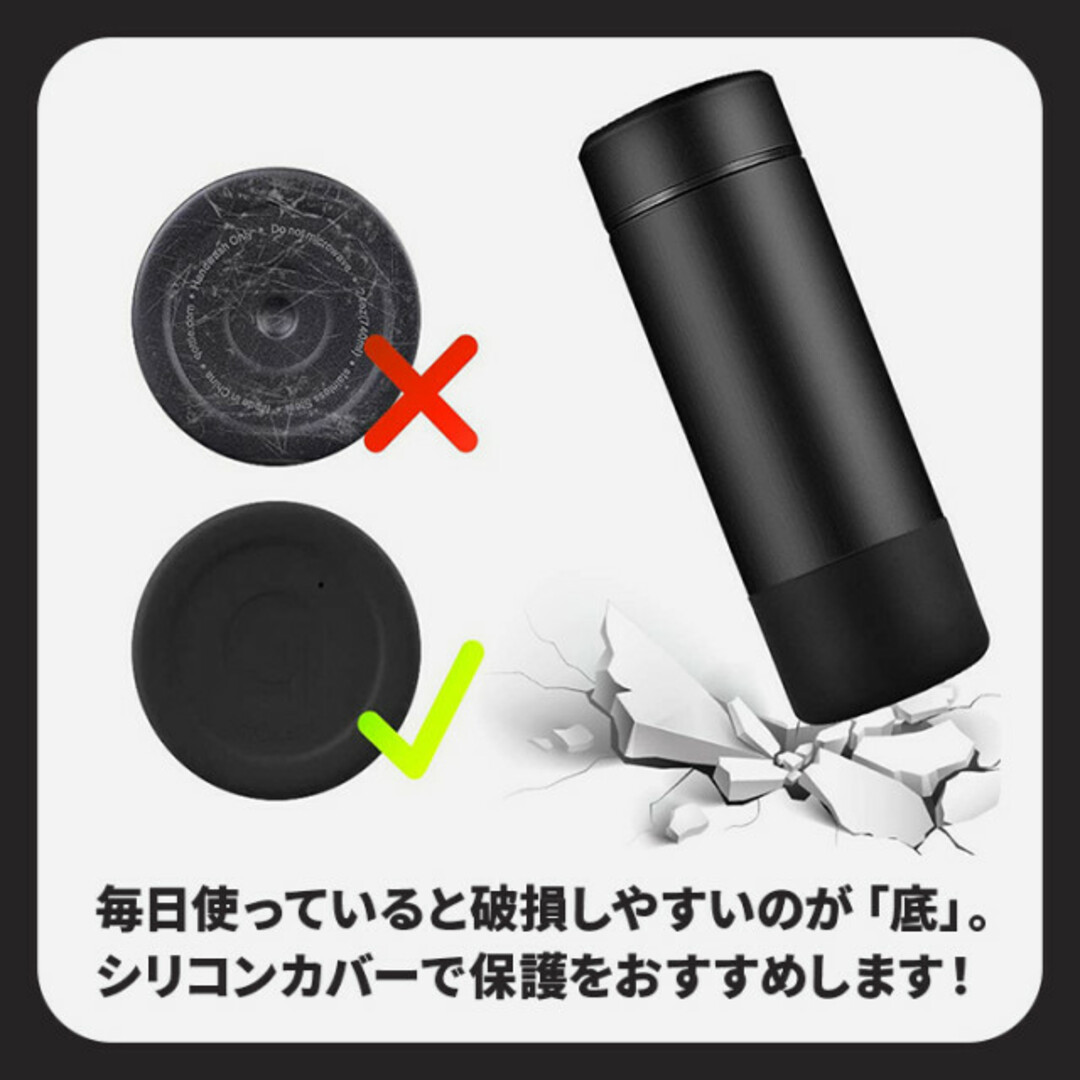 水筒底カバー シリコン ブラック 傷防止 0.8L 1L 直径9cm 底補強 インテリア/住まい/日用品の日用品/生活雑貨/旅行(日用品/生活雑貨)の商品写真