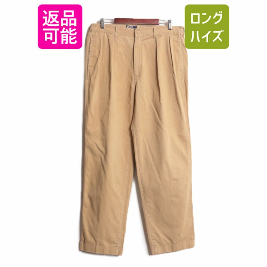 Ralph Lauren(ラルフローレン)の90s USA製 初期タグ ポロ ラルフローレン コットン チノ パンツ メンズ 実寸 35 31 / 古着 スラックス チノパン ポロチノ 裾ダブル 2タック メンズのパンツ(チノパン)の商品写真