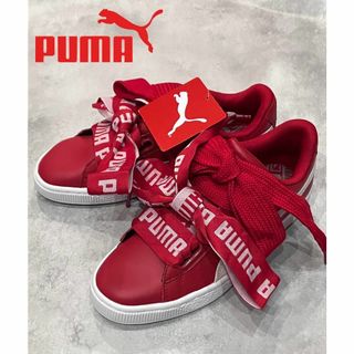 プーマ(PUMA)の新品未使用　プーマ　バスケットハート　レッド 　ダブルリボン23.5cm(スニーカー)