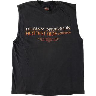 ハーレーダビッドソン(Harley Davidson)の古着 00年代 ハーレーダビッドソン Harley-Davidson ノースリーブ モーターサイクル バイクTシャツ USA製 メンズL /eaa448984(Tシャツ/カットソー(半袖/袖なし))