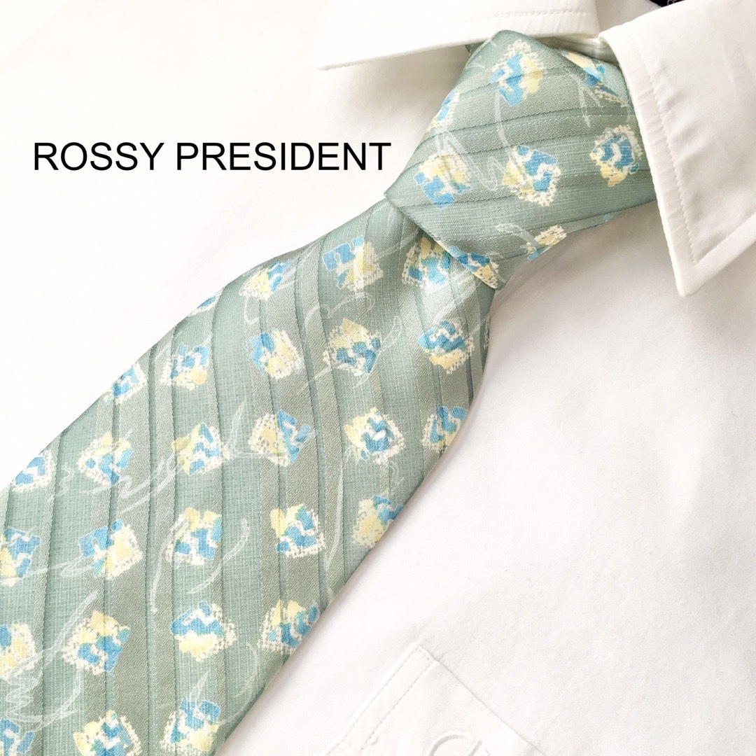 訳あり ROSSY PRESIDENT 日本製 和柄 シルク 絹  ネクタイ メンズのファッション小物(ネクタイ)の商品写真