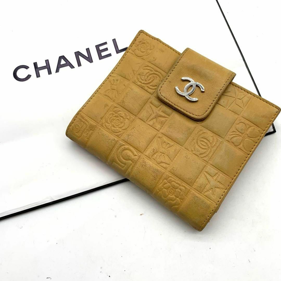 CHANEL(シャネル)の美品　シャネル　折り財布　ライトブラウン　ココマーク　チョコバー レディースのファッション小物(財布)の商品写真