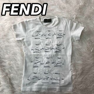 FENDI - FENDI　ジュニア　プリントTシャツ　刺繍　ブランドロゴ　ホワイト　26インチ