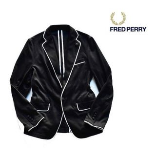 フレッドペリー(FRED PERRY)のFRED PERRY パイピング テーラードジャケット 黒 M(テーラードジャケット)