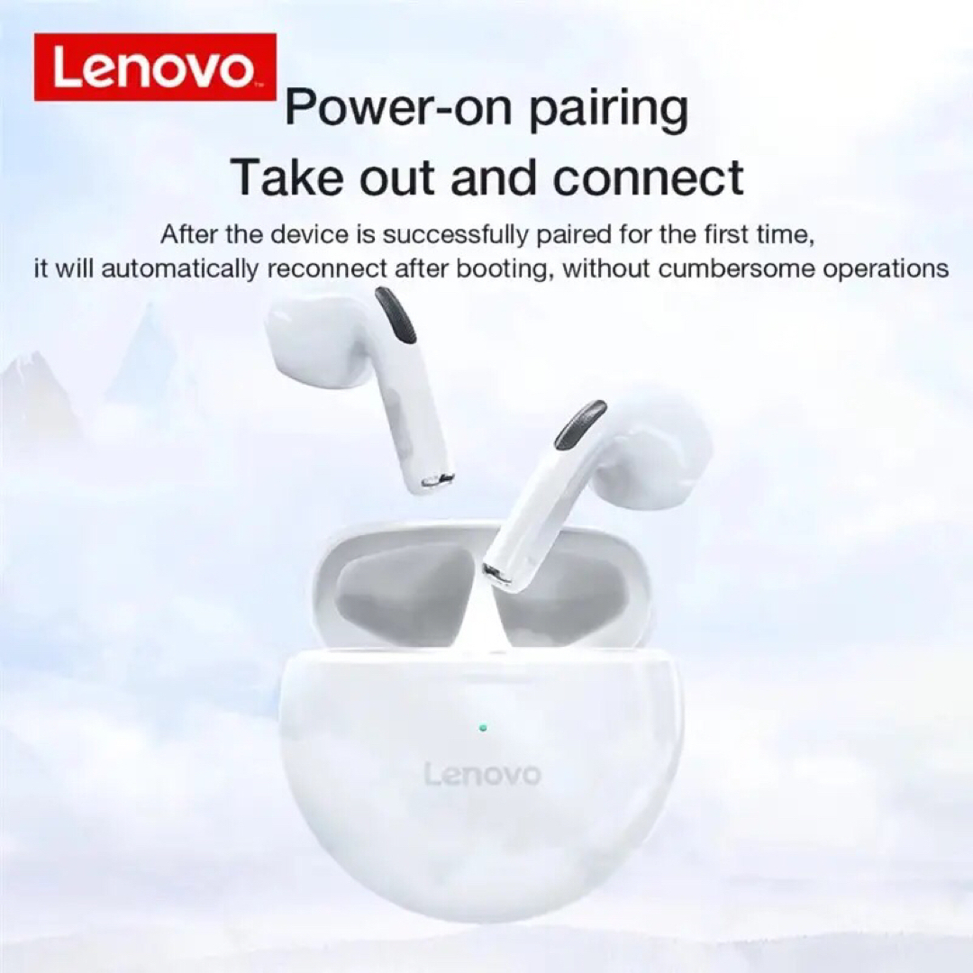 Lenovo(レノボ)のLenovo HT38 Bluetooth ワイヤレス イヤホン (ホワイト) スマホ/家電/カメラのオーディオ機器(ヘッドフォン/イヤフォン)の商品写真