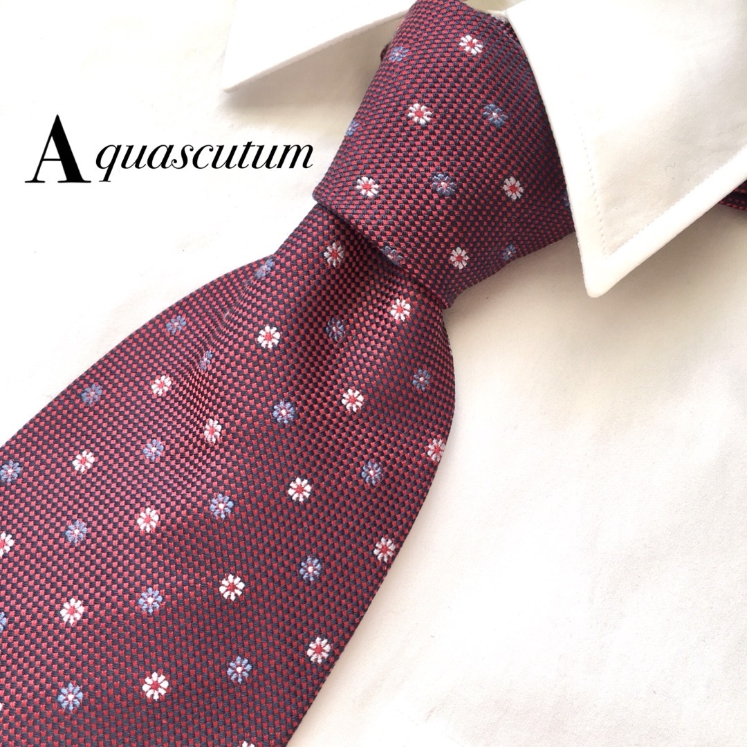 AQUA SCUTUM(アクアスキュータム)の美品 アクアスキュータム Aquascutum ネクタイ 花柄 日本製 メンズのファッション小物(ネクタイ)の商品写真