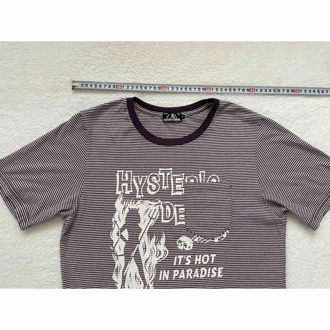 HYSTERIC GLAMOUR(ヒステリックグラマー)のヒステリックグラマー　デビル ヒスガール　ボーダー　半袖Tシャツ　Sサイズ メンズのトップス(Tシャツ/カットソー(半袖/袖なし))の商品写真