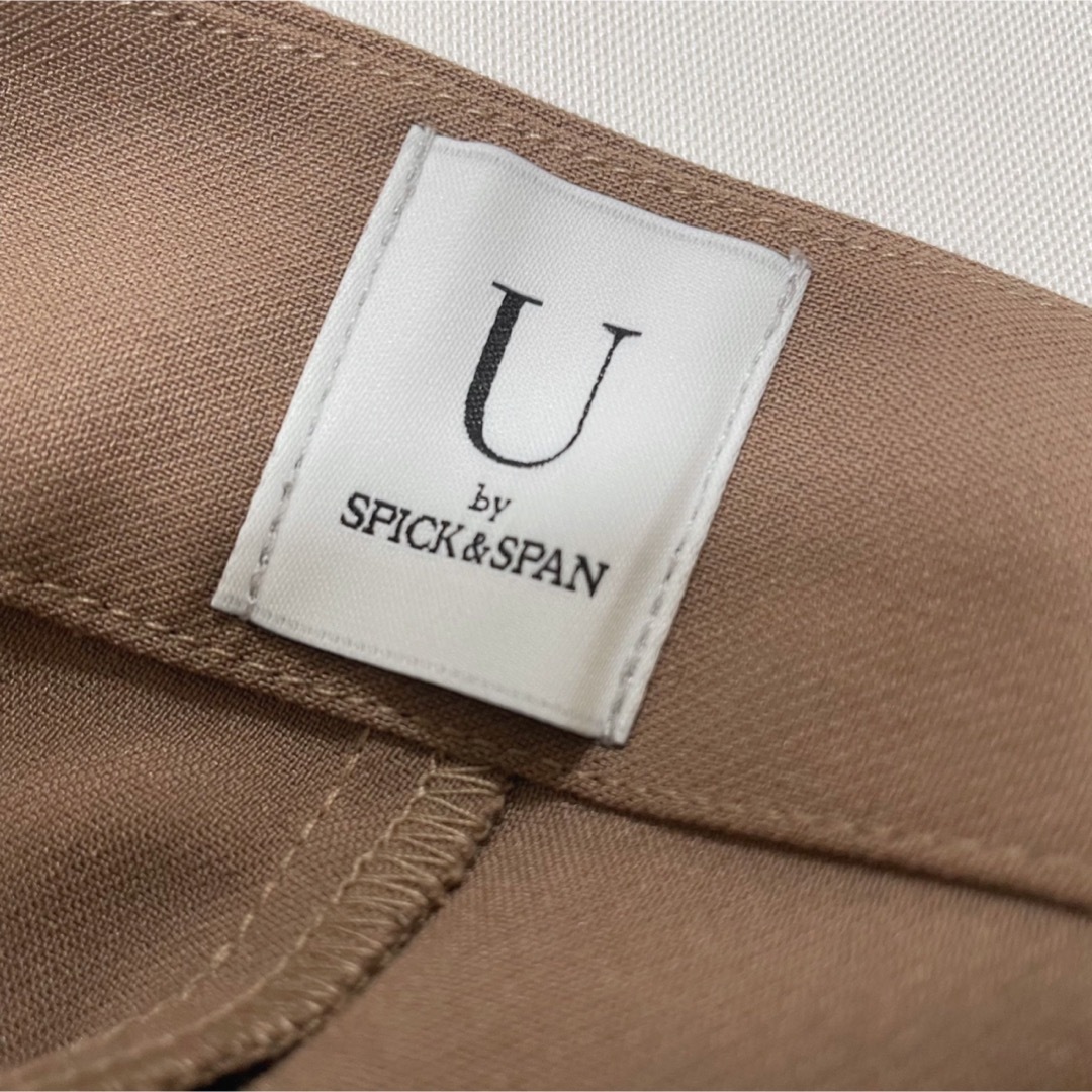 U by SPICK&SPAN(ユーバイスピックアンドスパン)の【中古美品】U by Spick and Spanフロントベンツパンツ　ブラウン レディースのパンツ(カジュアルパンツ)の商品写真