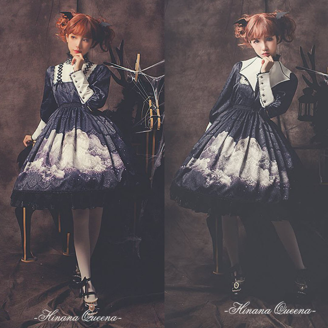 Angelic Pretty(アンジェリックプリティー)の受注生産廃盤品 -The Cloudy Moon Night- ワンピース エンタメ/ホビーのコスプレ(衣装)の商品写真