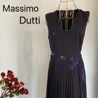 マッシモデュッティ(Massimo Dutti)のMassimo Dutti ノースリーブ ワンピース 花柄 ブラウン　(ロングワンピース/マキシワンピース)