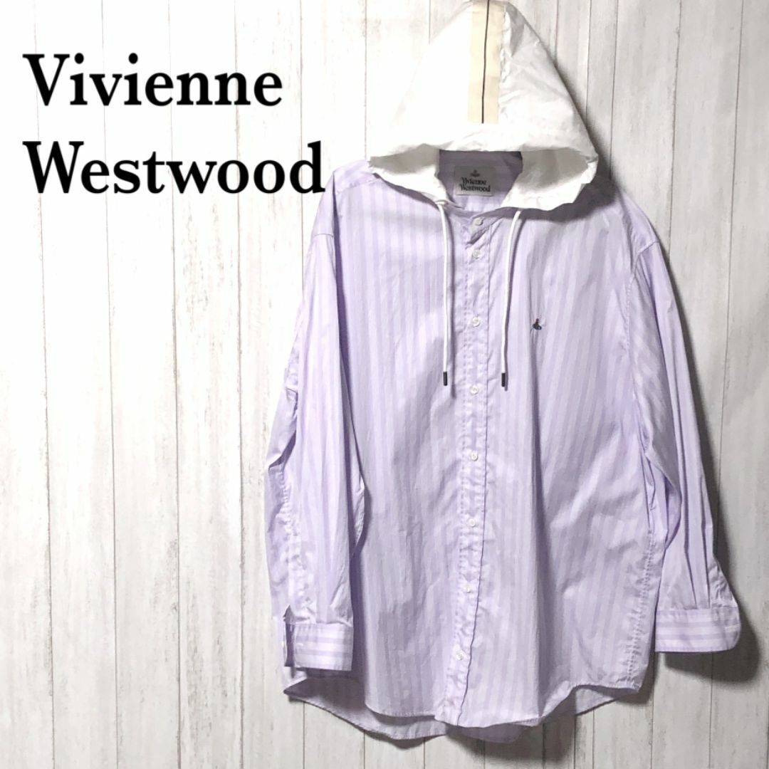 Vivienne Westwood(ヴィヴィアンウエストウッド)のヴィヴィアンウエストウッド フード付き シャツ 48 ストライプ オーバーサイズ メンズのトップス(シャツ)の商品写真