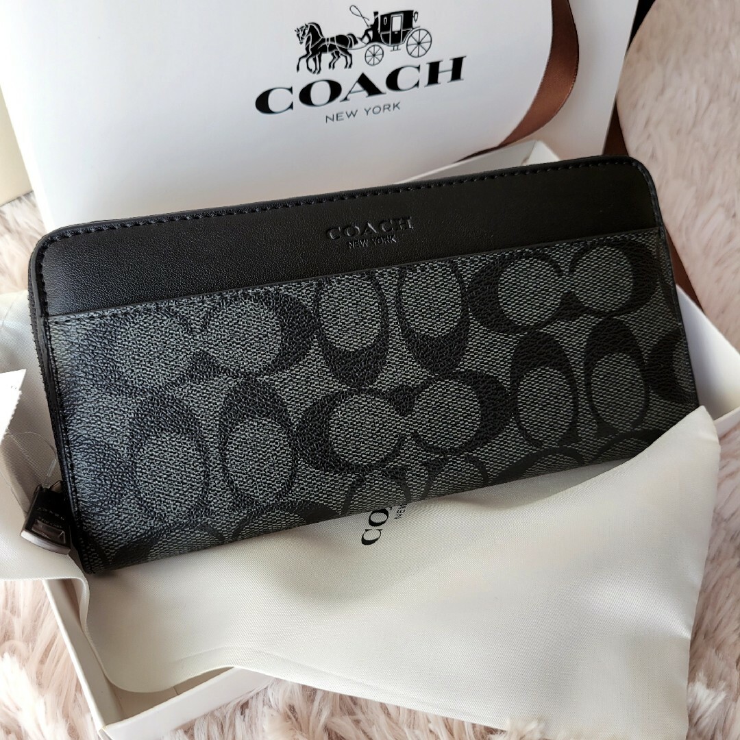 COACH(コーチ)の【新品未使用】COACH コーチ 長財布 シグネチャー 人気 レザー 黒 父の日 メンズのファッション小物(長財布)の商品写真