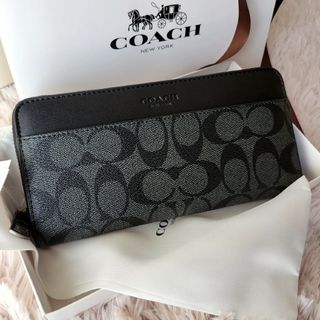 【新品未使用】COACH コーチ 長財布 シグネチャー 人気 レザー 黒 父の日