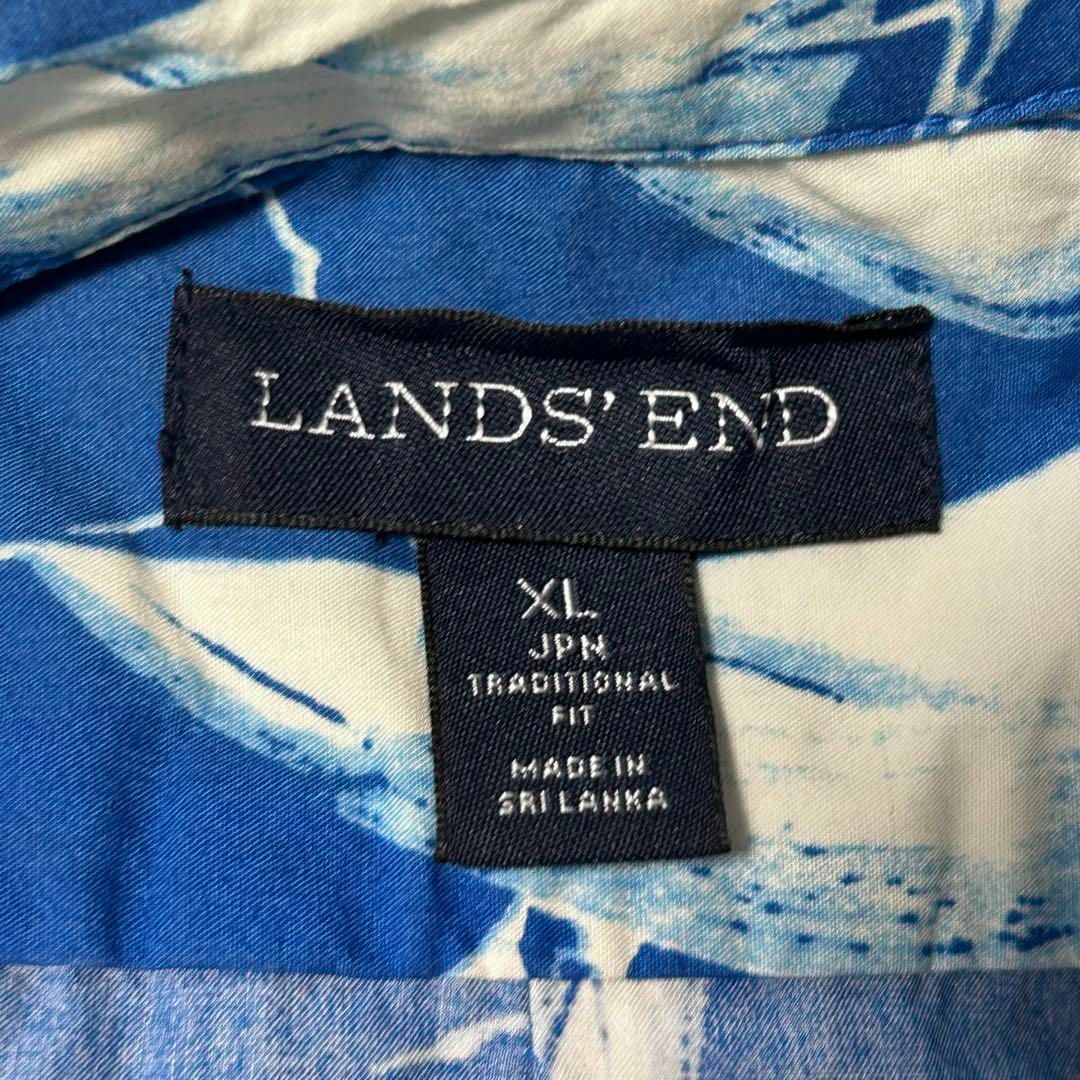 LANDS’END(ランズエンド)の【LANDS'END】総柄ボタンダウンシャツ　綿　アロハ　旅行　ブルー　XL メンズのトップス(シャツ)の商品写真