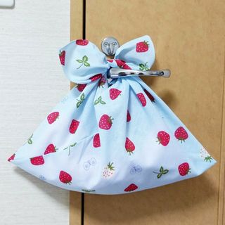 あずま袋〈いちご　ブルー〉　エコバッグ、バッグインバッグ　ハンドメイド(その他)