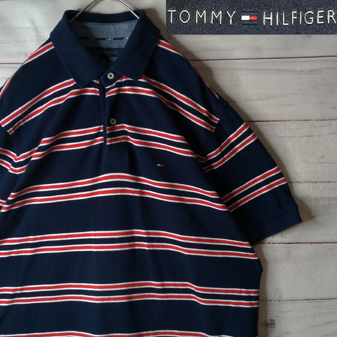 TOMMY HILFIGER(トミーヒルフィガー)のトミーヒルフィガー トリコカラー ビッグサイズ 半袖 ポロシャツ 刺繍ロゴ メンズのトップス(ポロシャツ)の商品写真