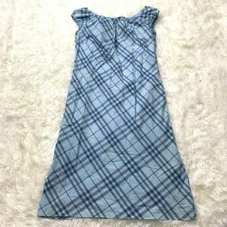 BURBERRY BLUE LABEL - バーバリー　ブルーレーベル 半袖　ワンピース ノバチェック　青　ブルー