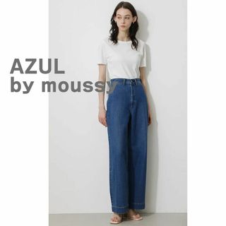 AZUL by moussy　デニムパンツ　青　ワイド　バックレースアップ