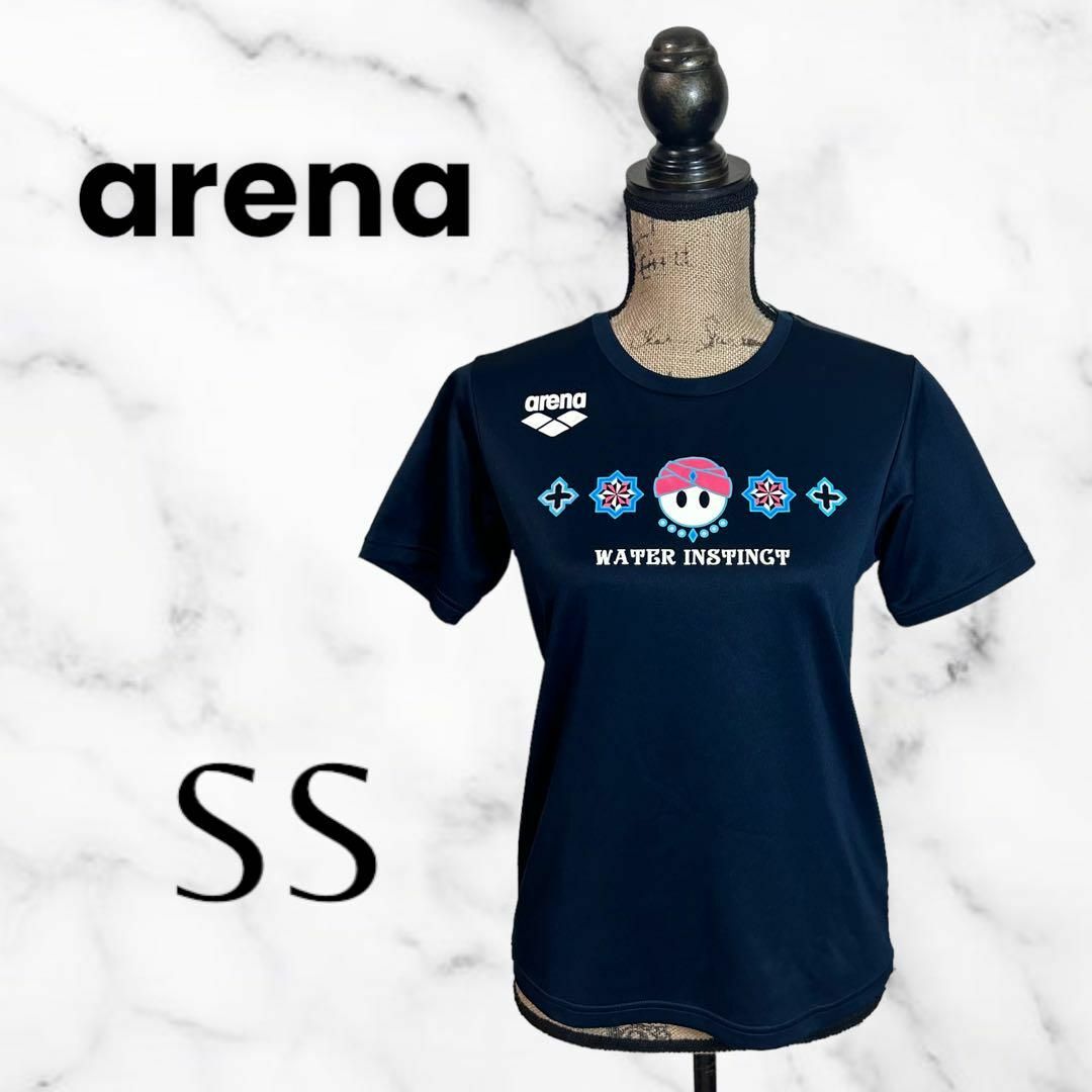arena(アリーナ)の【arenaデサント】ドライプリントTシャツ　スポーツ　吸汗速乾　ネイビー　SS レディースのトップス(Tシャツ(半袖/袖なし))の商品写真