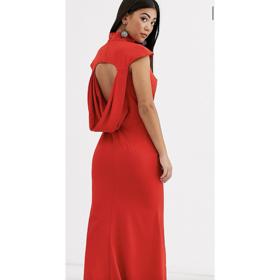 ASOS ロングドレス 赤 レッド キャバ タートルネック レディースのフォーマル/ドレス(ロングドレス)の商品写真