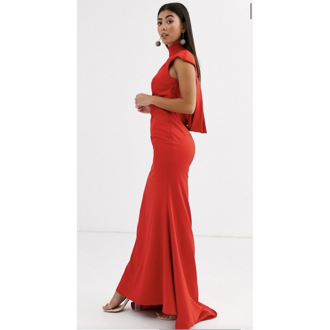 ASOS ロングドレス 赤 レッド キャバ タートルネック レディースのフォーマル/ドレス(ロングドレス)の商品写真