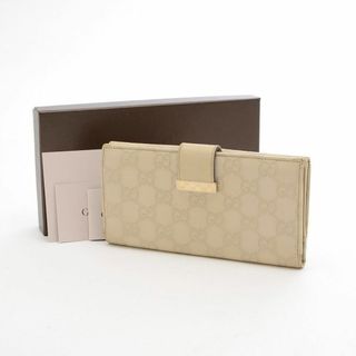 グッチ(Gucci)のグッチ 長財布 ロングウォレット シマ 212089 アイボリー 白 レザー(財布)