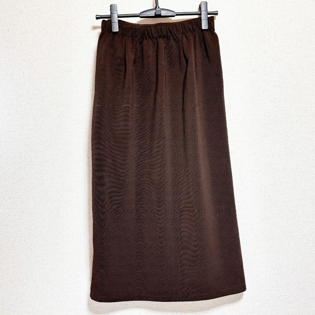 AZUL by moussy(アズールバイマウジー)のAZUL by moussy　ロングスカート　茶　フェイクボタン　スリット レディースのスカート(ロングスカート)の商品写真