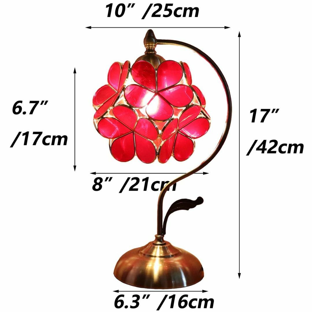 【色:赤い】Bieye照明 桜 ティファニーランプ ステンドグラスランプ インテ インテリア/住まい/日用品のライト/照明/LED(その他)の商品写真