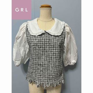 グレイル(GRL)の【送料込】グレイルGRL新品未使用ガーリー地雷系韓国系ツイードパフシャツブラウス(シャツ/ブラウス(半袖/袖なし))